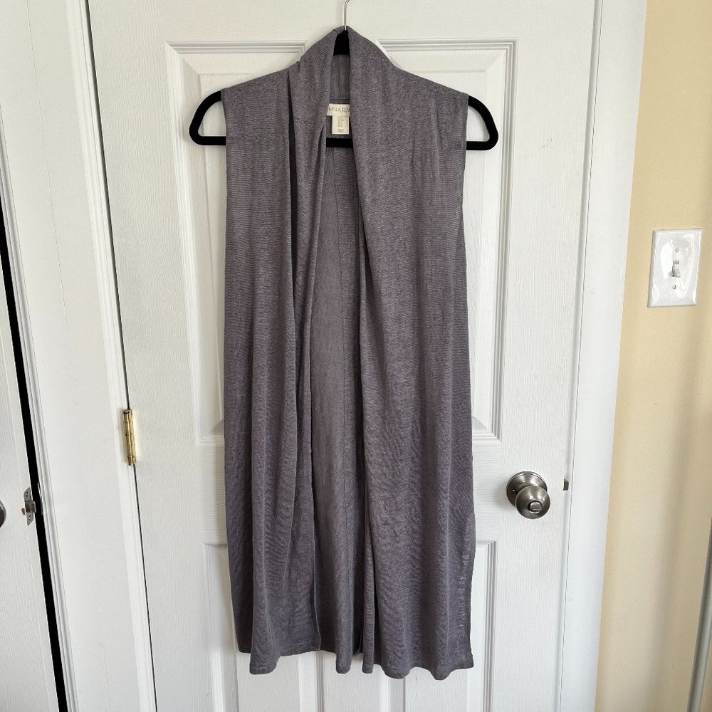 Cynthia Rowley Cardigan Small 100% Linen Open Drape Vest Sleeveless